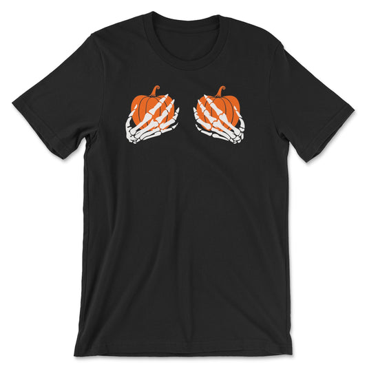 Skelton Pumpkin Boobs Tee-0